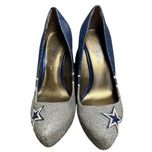 Fergie Bunny Dallas Cowboys Glitter Sparkle High Heel Platform Pump Womens  7